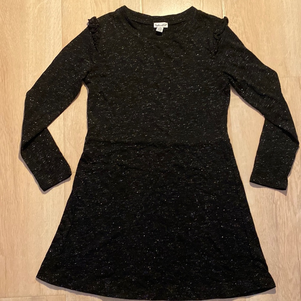 Splendid, girl (youth) long sleeve black and silver speckled dress, size 8